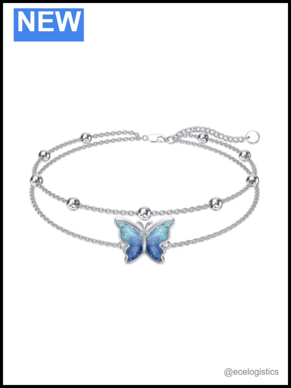 Sterling Silver Butterfly Link Bracelet Adjustable Chain Jewelry for Women